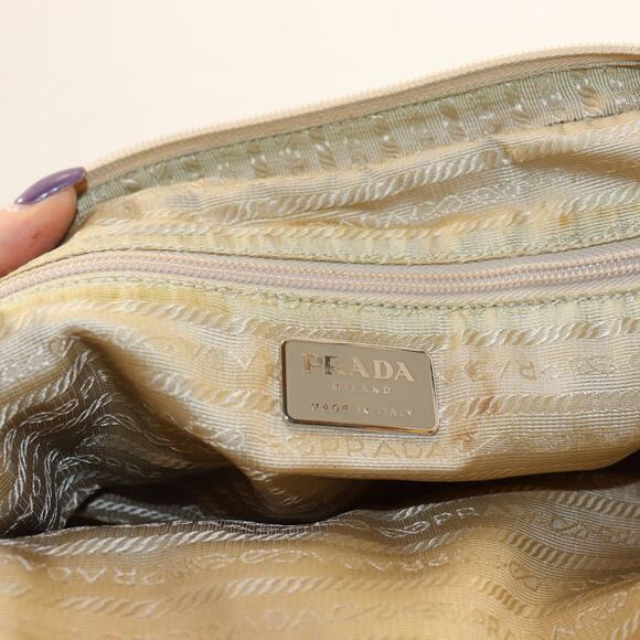 Prada Tessuto Nylon Satchel Beige Shoulder Bag with Lock - Picture 9 of 11
